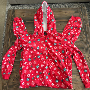 Girls Esmara Christmas One-Piece Pajamas M 8/10 Red Snowflakes Reindeer
